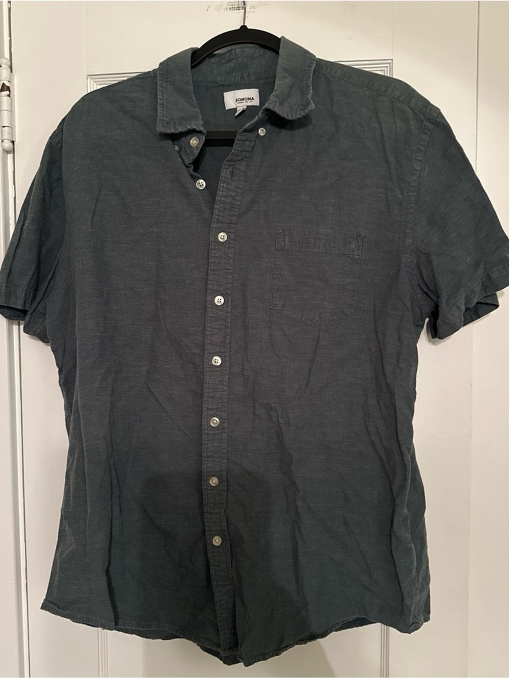 Sonoma Short Sleeve Button-Down Shirt in Teal Green